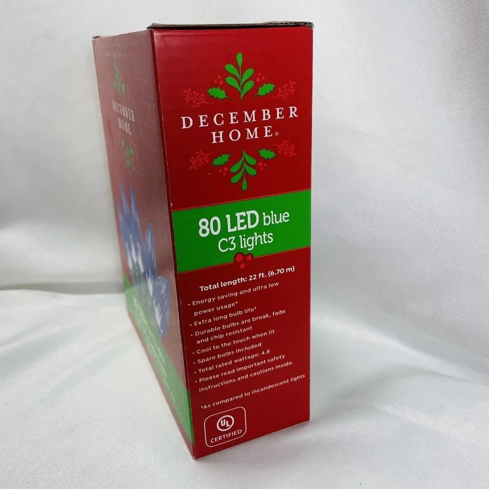 December Home 80 LED Blue C3 Lights 19.75 Indoor Outdoor Green Energy Saving